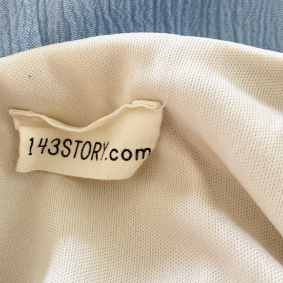 143 Story Color Block Tiered Mini Dress in Tan, Blue and Orange, Size Large - Picture 7 of 7